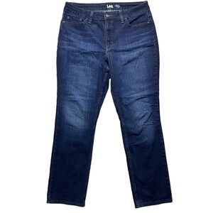 Lee Jeans Womens Dark Blue Denim Relaxed Fit Straight Leg Comfort Classic Casual